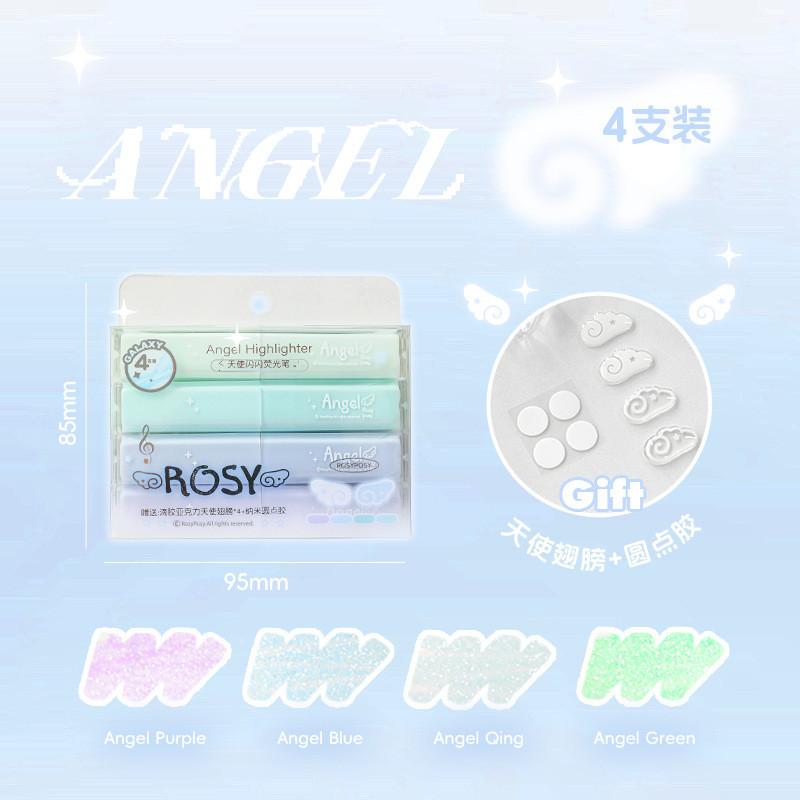 |4pcs Angel Sparkling Highlighter INS Fine Flashing Dopamine Marker Student Key Marker Notebook Decoration Pen