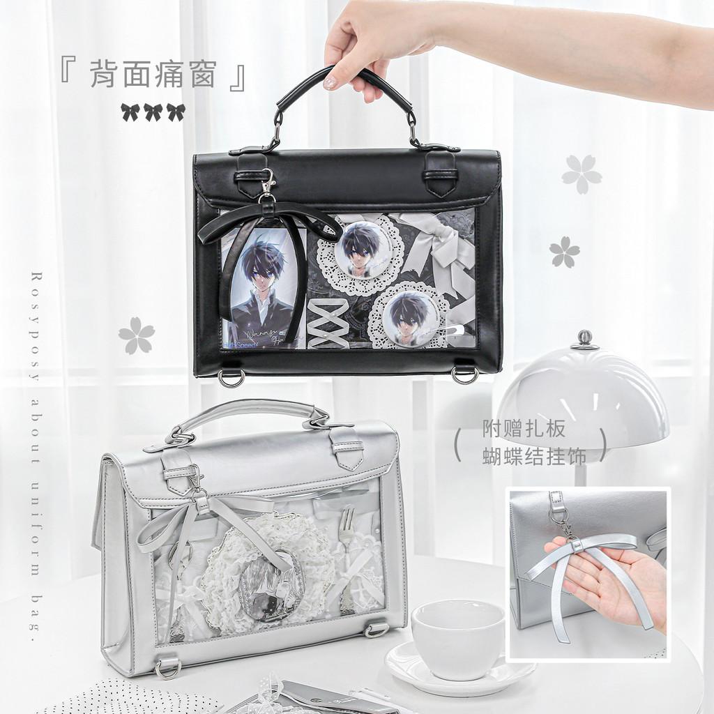 Double Shoulder Uniform Pain Bag Large Capacity Uniform College Bag Black/Silver Detachable Backpack Pain Bag