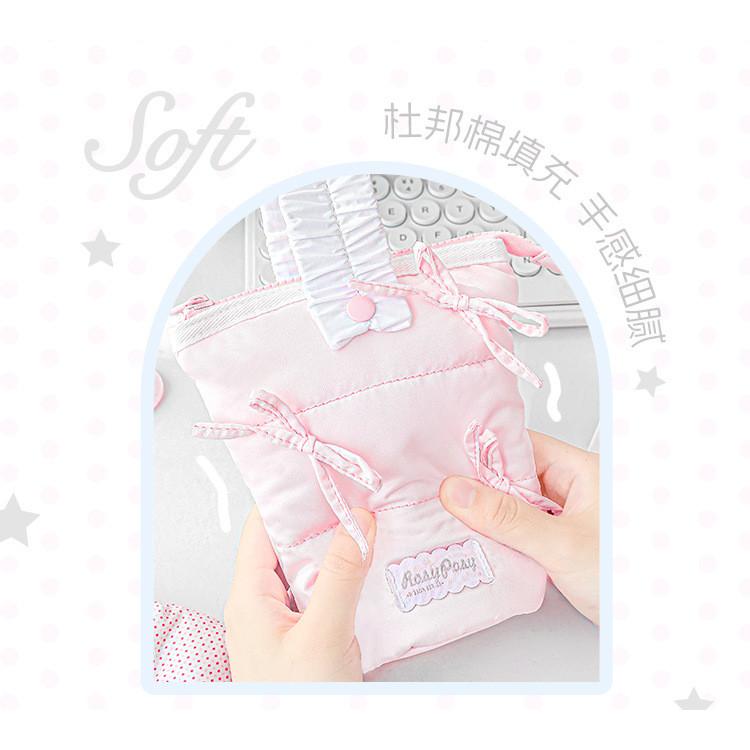 Milky ballet Vertical Pencil Case ins ballet Bow Foldable Dupont Cotton Pencil Case Large Capacity Student Storage Pencil Case