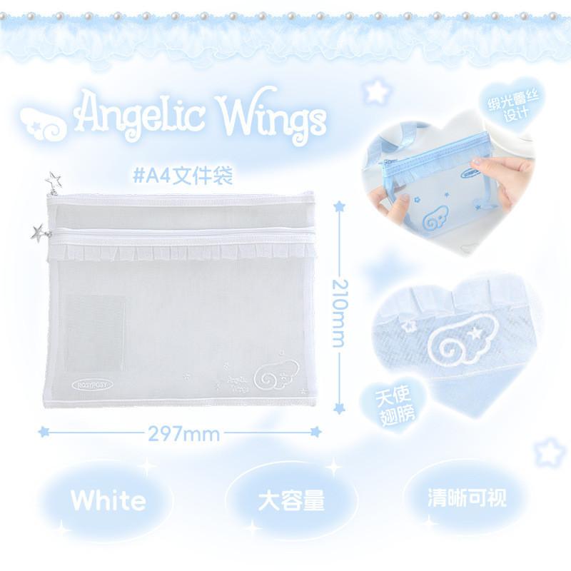 3 Pack Angel Lace Gauze Bag Multifunctional Information Bag Student Subject Sorting Bag Pen Case Storage Bag