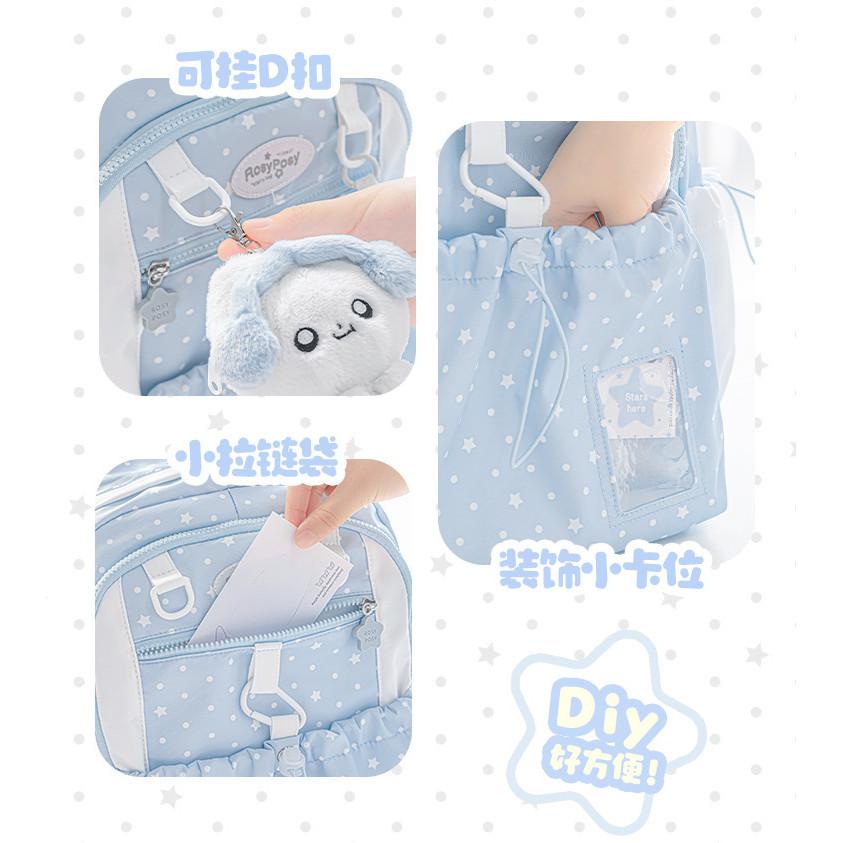 Polka Dot Drawstring Schoolbag High-Value Large-Capacity Junior High School Student Backpack Casual Lightweight Girl Backpack