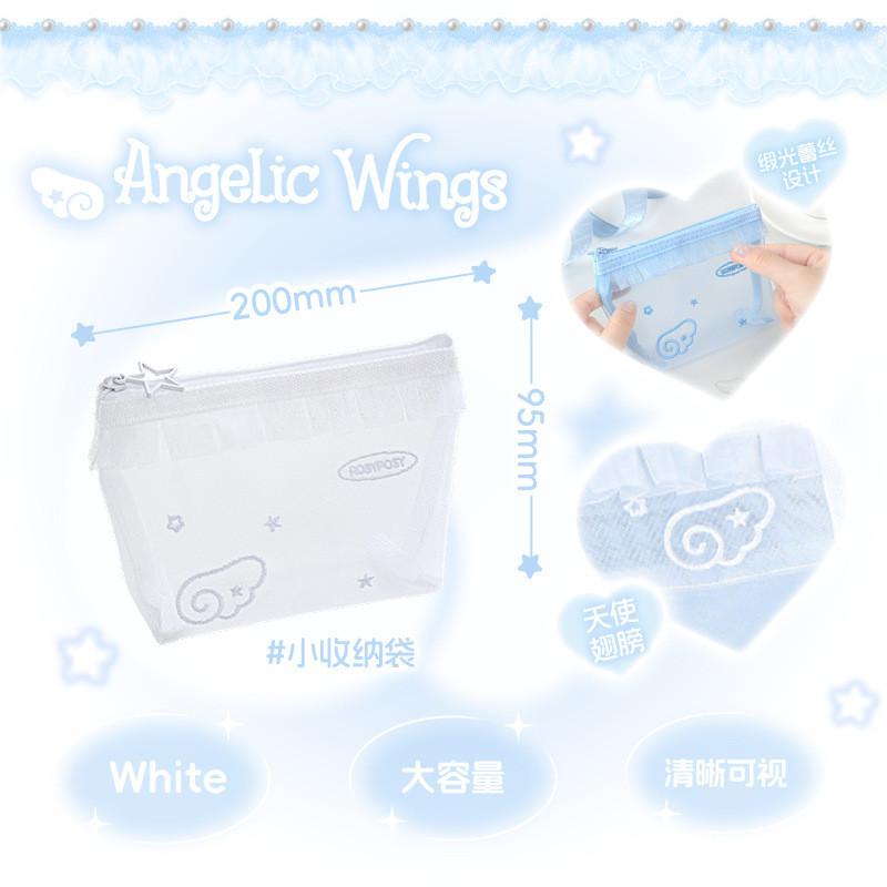 3 Pack Angel Lace Gauze Bag Multifunctional Information Bag Student Subject Sorting Bag Pen Case Storage Bag
