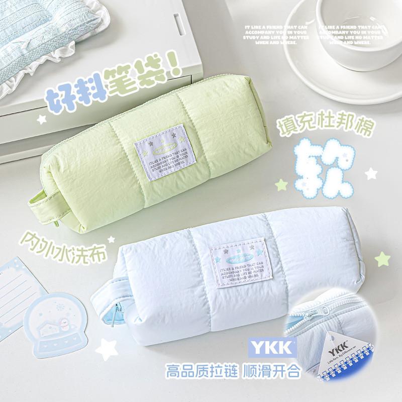 SOFT SPOT Good Material Pencil Case Washed Cotton-Filled Pencil Case Large Capacity Opening Stationery Storage Bag