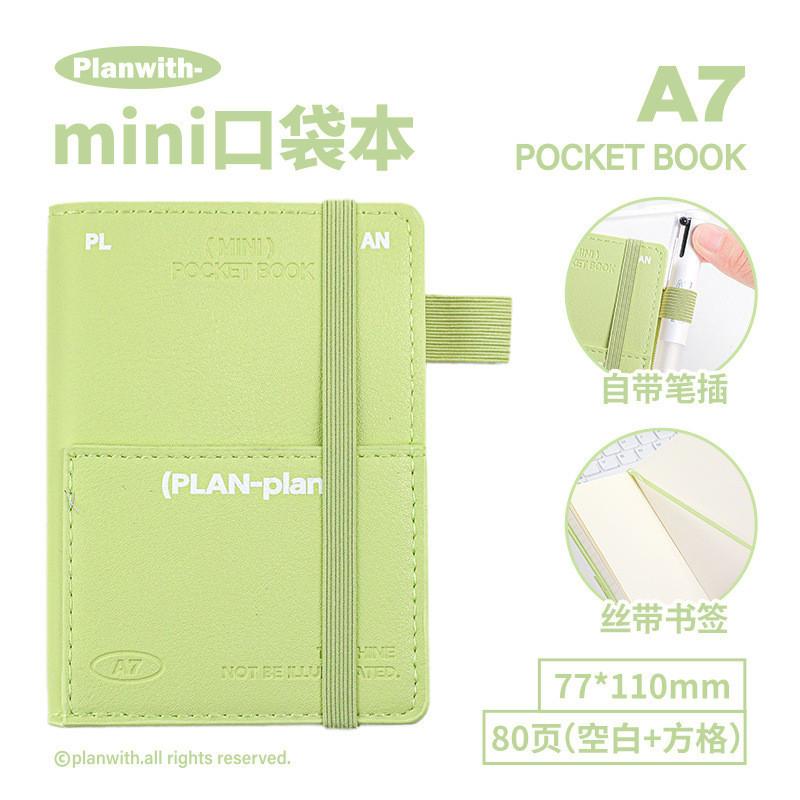80 Sheets in mini Pocket Book High-Value Portable Front Rear Double Storage mini Notebook PU Soft Leather Strap A7 Pocket Book