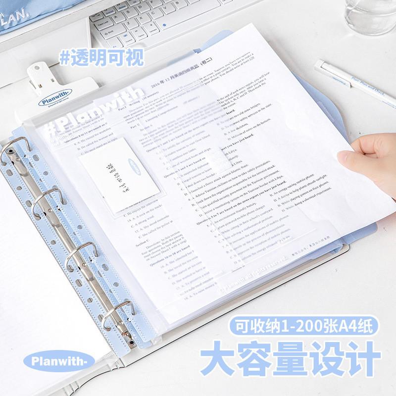 3 Pcs Pack PP Waterproof Gentle Color File Bag A4 Test Paper Storage Bag Large Capacity Data Loose-leaf File Bag