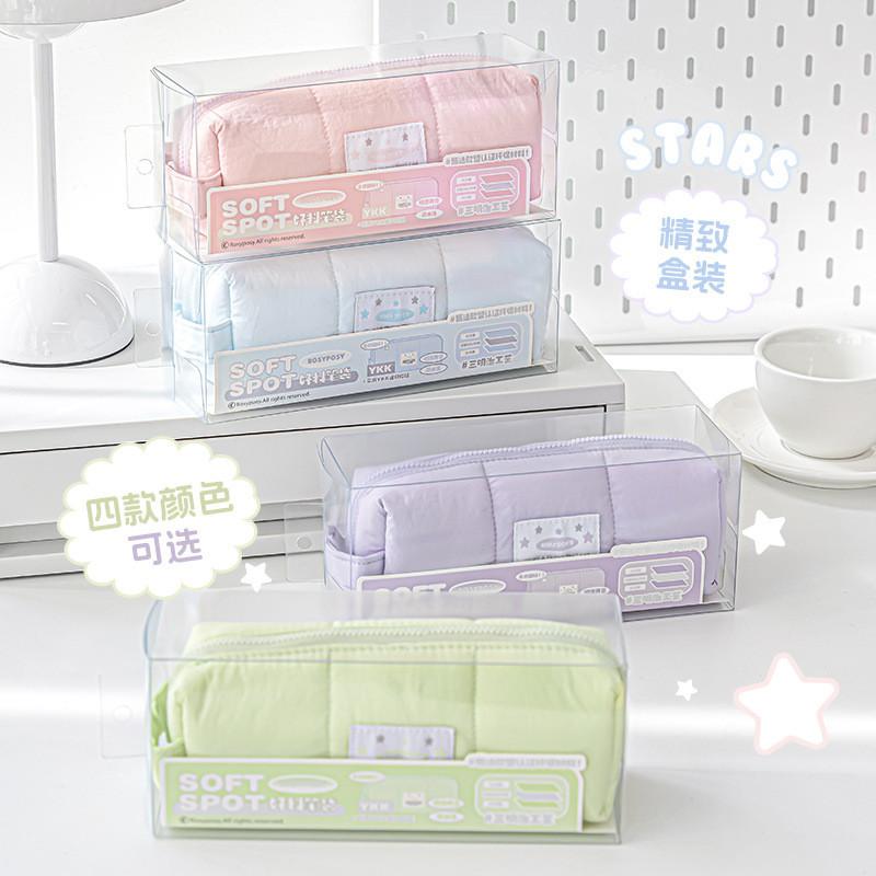 SOFT SPOT Good Material Pencil Case Washed Cotton-Filled Pencil Case Large Capacity Opening Stationery Storage Bag