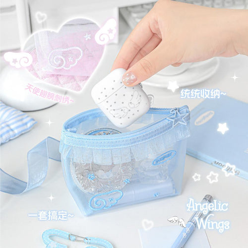 3 Pack Angel Lace Gauze Bag Multifunctional Information Bag Student Subject Sorting Bag Pen Case Storage Bag