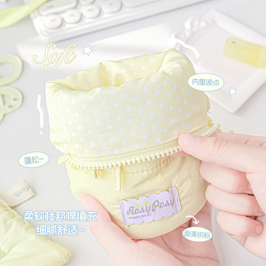 Milky ballet Vertical Pencil Case ins ballet Bow Foldable Dupont Cotton Pencil Case Large Capacity Student Storage Pencil Case