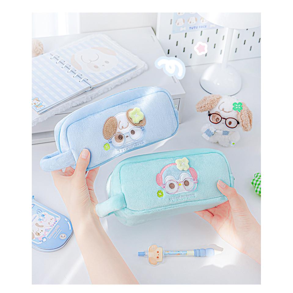 Tutu&Byebye Fluffy Clover Plush Pencil Case