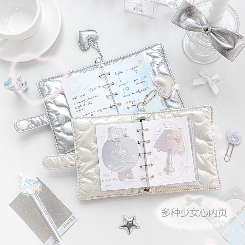 68 Sheets Into Love Heart-Filled Cotton M5 Loose-Leaf Notebook High-Value Fluffy Soft Cute mini Handbook Small Card Storage Loose @-