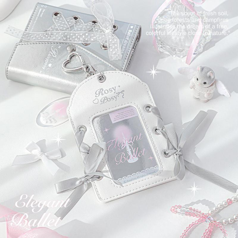 Ballet Leather Card Holder Girl Heart Strap Small Card Protective Case Name Tag Campus Card Document Protective Case Star Chasing Card Bag Pendant
