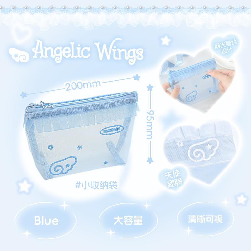3 Pack Angel Lace Gauze Bag Multifunctional Information Bag Student Subject Sorting Bag Pen Case Storage Bag