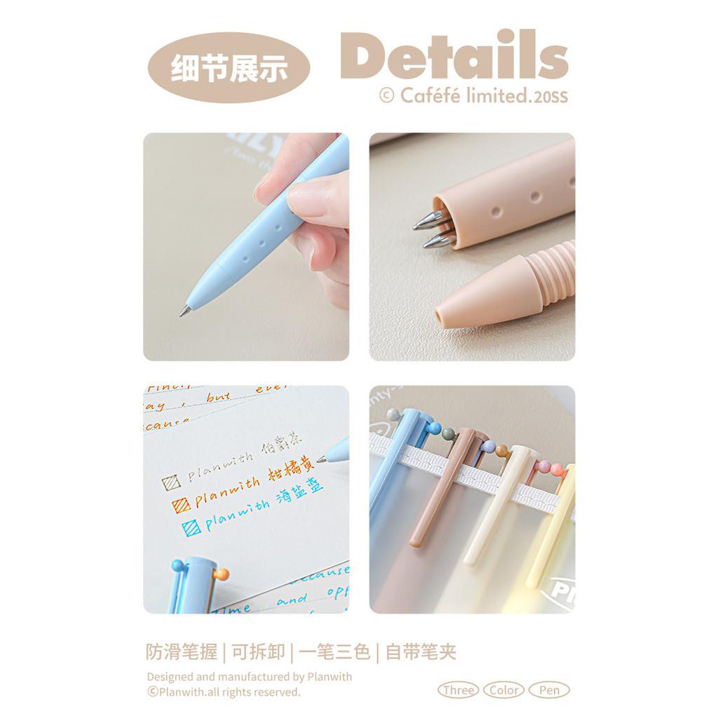 Coffee Triangle Multicolor Pen Multi-Function Notes Three-Color Gel Pen Coffee Theme Notebook Pen