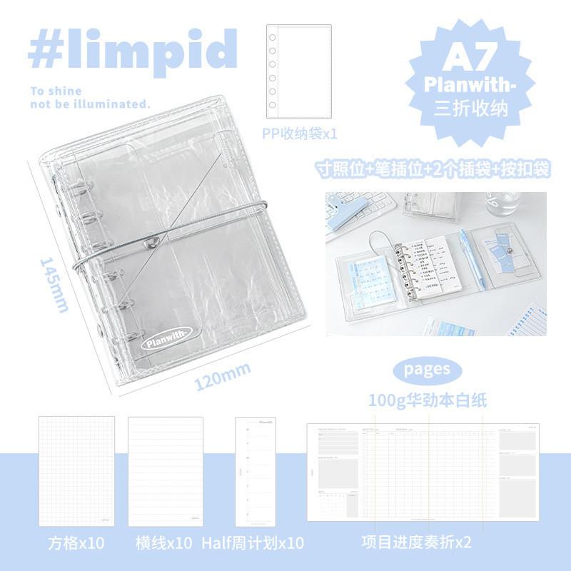 32 Sheets in 30% Off Clear Book ins Portable A7 Loose-leaf Book Multi-pocket Storage Handbook Notebook