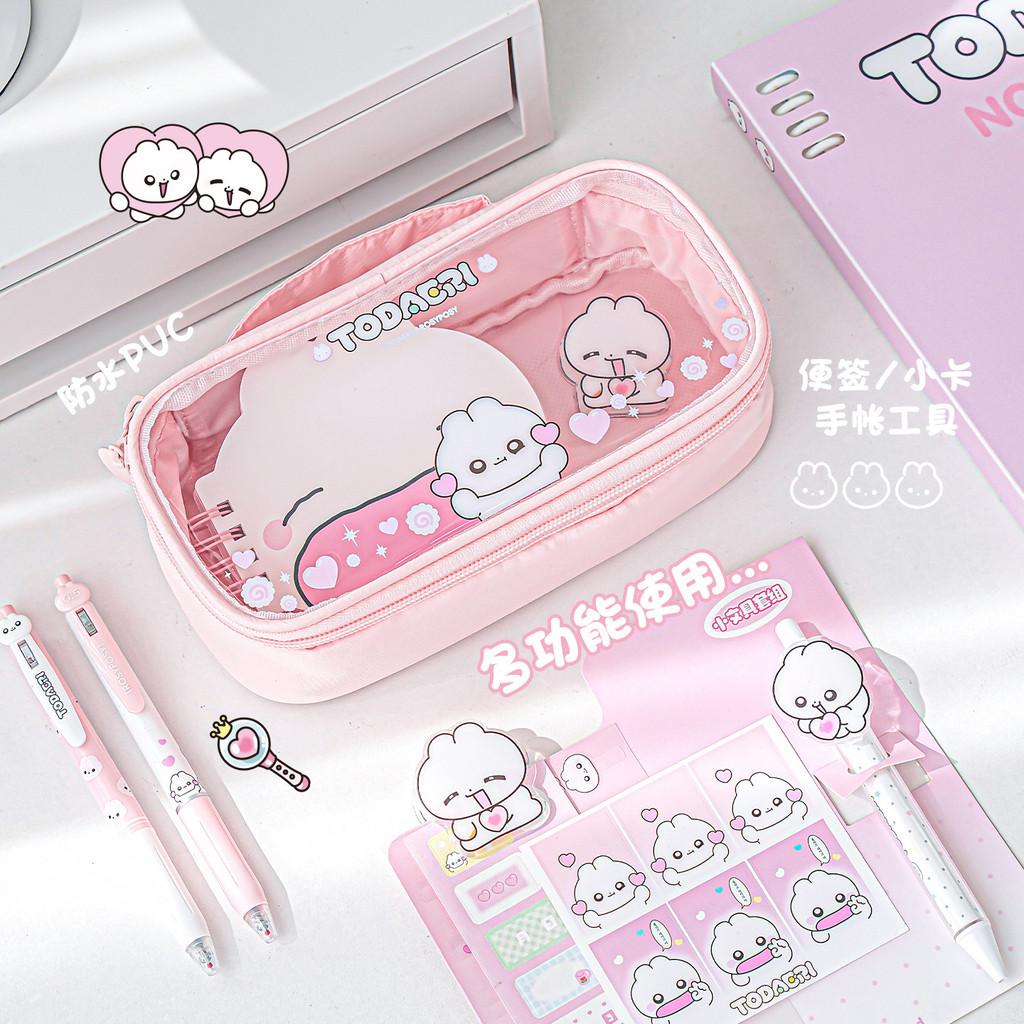 Rabbit Agent Co-Branded Pencil Case PVC Large Opening Flip Pencil Case Clear Big Pain Window Large Capacity Pencil Case