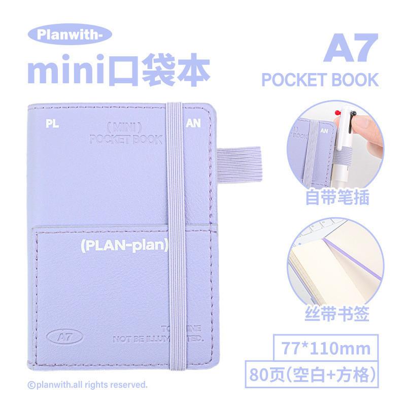 80 Sheets in mini Pocket Book High-Value Portable Front Rear Double Storage mini Notebook PU Soft Leather Strap A7 Pocket Book