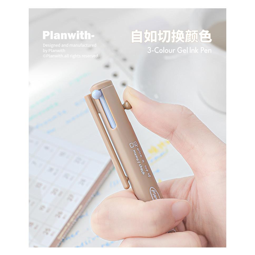 Coffee Triangle Multicolor Pen Multi-Function Notes Three-Color Gel Pen Coffee Theme Notebook Pen