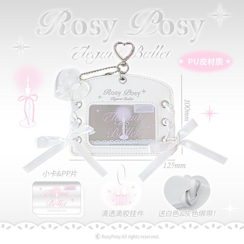 Ballet Leather Card Holder Girl Heart Strap Small Card Protective Case Name Tag Campus Card Document Protective Case Star Chasing Card Bag Pendant