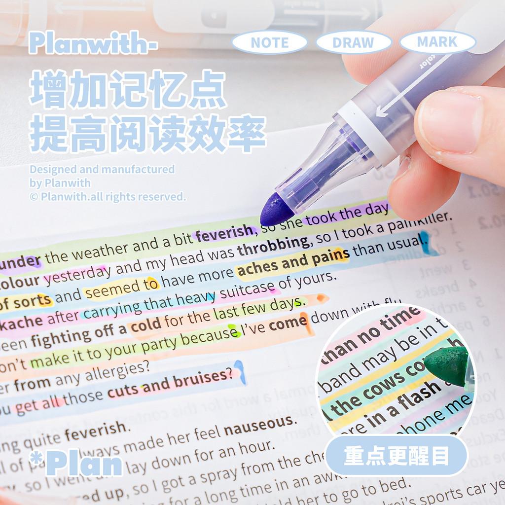 5pcs Layerable Double-Headed Stacking Pen Set Student Double-Headed Key Marker Notebook Decoration Marker Highlighter