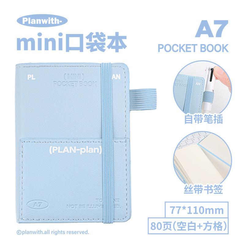 80 Sheets in mini Pocket Book High-Value Portable Front Rear Double Storage mini Notebook PU Soft Leather Strap A7 Pocket Book