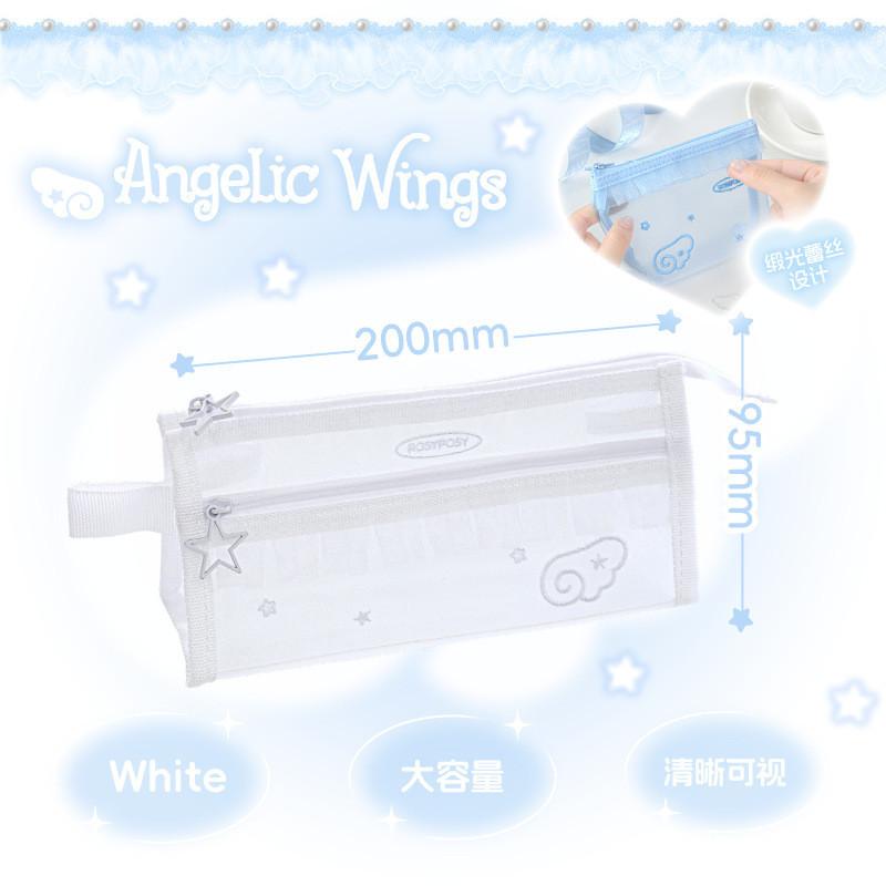 3 Pack Angel Lace Gauze Bag Multifunctional Information Bag Student Subject Sorting Bag Pen Case Storage Bag