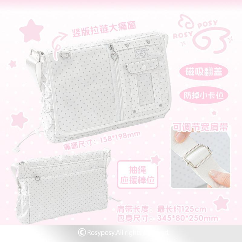 Polka Dot Pain Window Messenger School Bag Large Capacity Drawstring Support Pain Bag Girls Travel Shoulder Bag