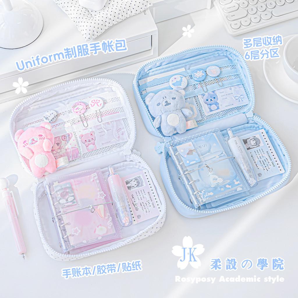 Preppy Style Uniform Pain Window Handbook Bag Large Capacity Students Can Use Pencil Case Handbook Storage Bag Cosmetic Bag
