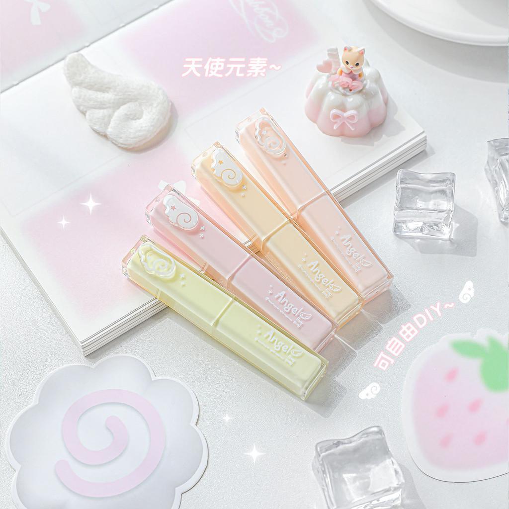 |4pcs Angel Sparkling Highlighter INS Fine Flashing Dopamine Marker Student Key Marker Notebook Decoration Pen