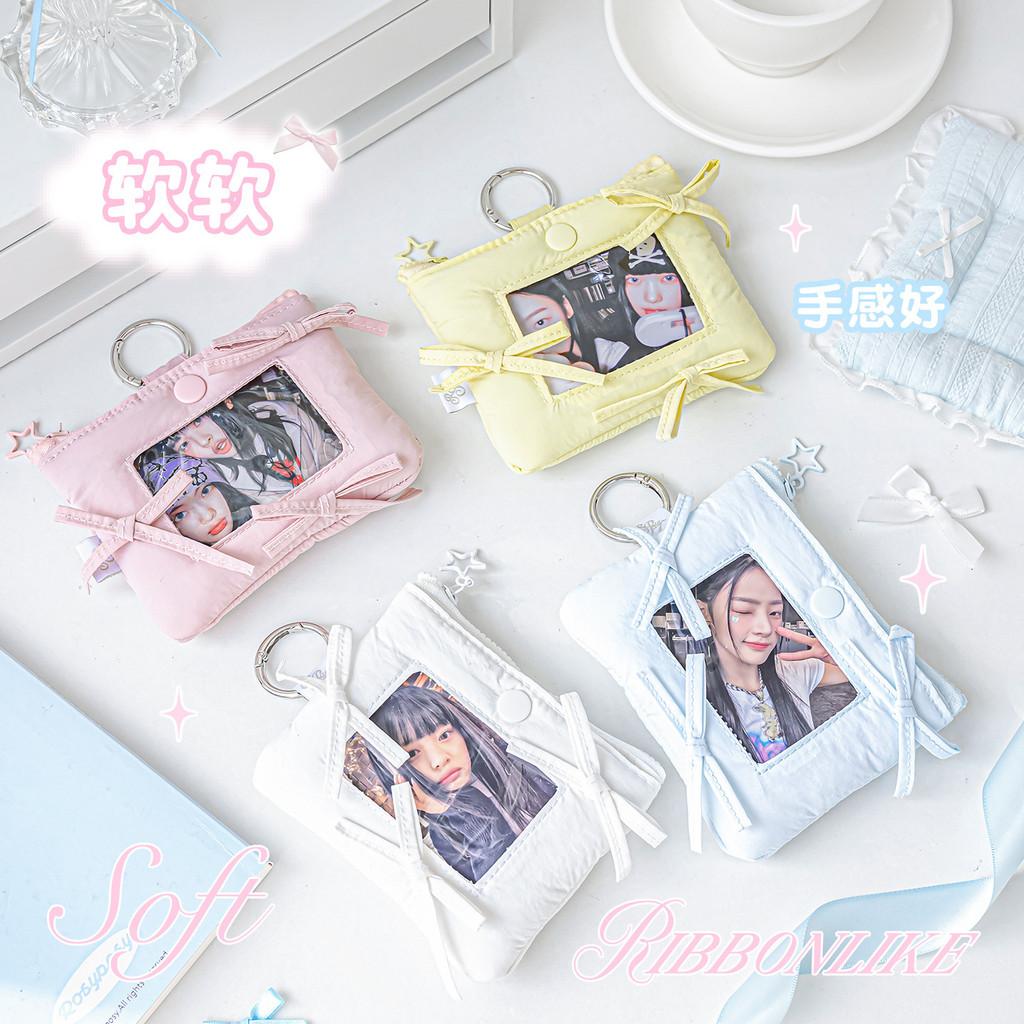 Bow Card Holder Girl Heart Bow Card Holder Parts Bag Star Chasing Fan Card ID Protective Case