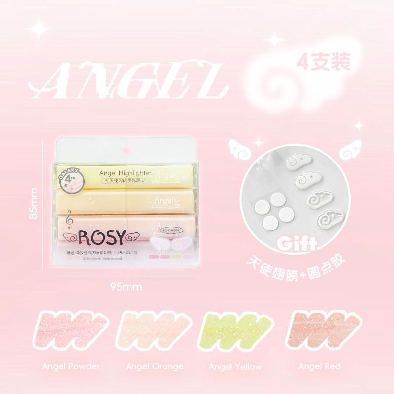 |4pcs Angel Sparkling Highlighter INS Fine Flashing Dopamine Marker Student Key Marker Notebook Decoration Pen