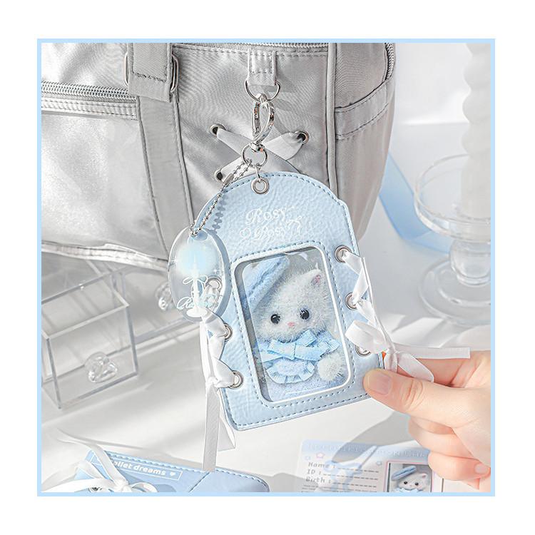 Ballet Leather Card Holder Girl Heart Strap Small Card Protective Case Name Tag Campus Card Document Protective Case Star Chasing Card Bag Pendant