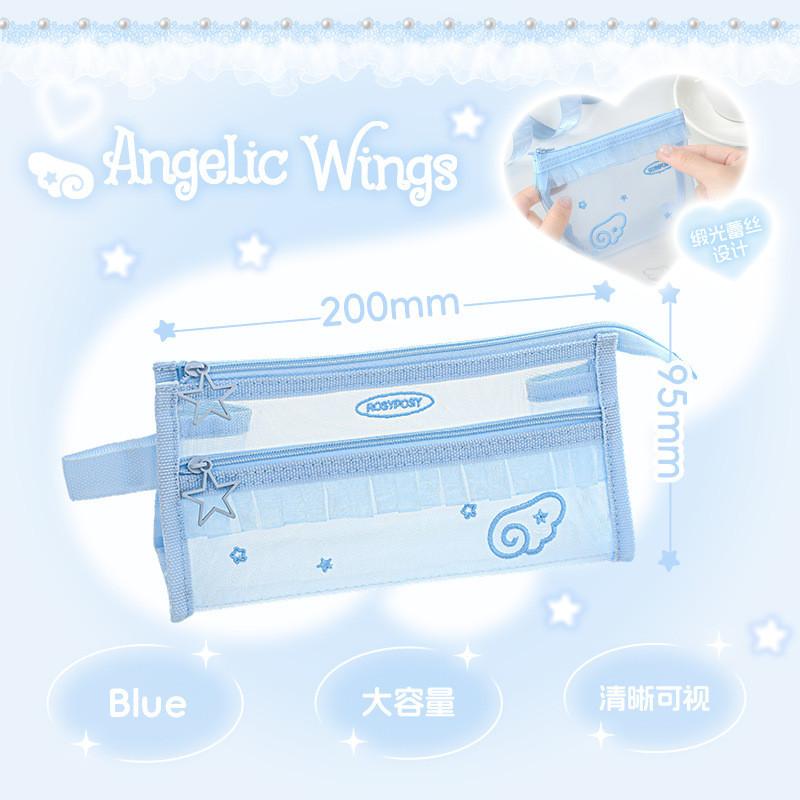 3 Pack Angel Lace Gauze Bag Multifunctional Information Bag Student Subject Sorting Bag Pen Case Storage Bag