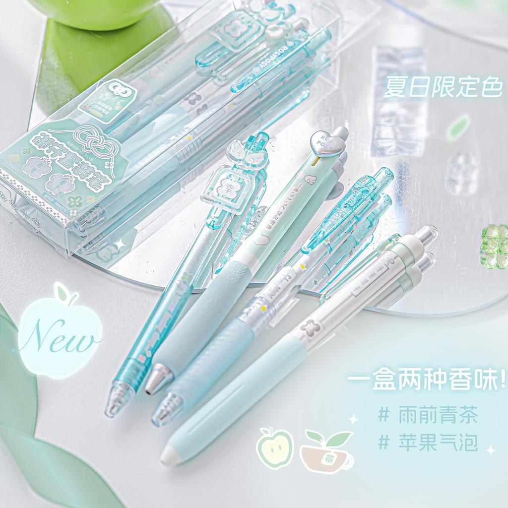 4pcs Omamori Omamori Fragrance Pen Small Fresh Summer Limited ST Head Soft Grip Quick-Drying Pen Black Fragrance Brush Question Pen