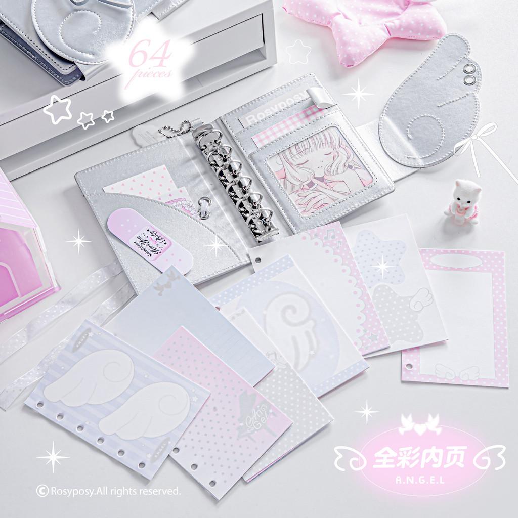 64 Sheets into Angel Wings Leather Surface Handbook ins Cute A7 Loose-leaf Notebook 30% off Wing Handbook