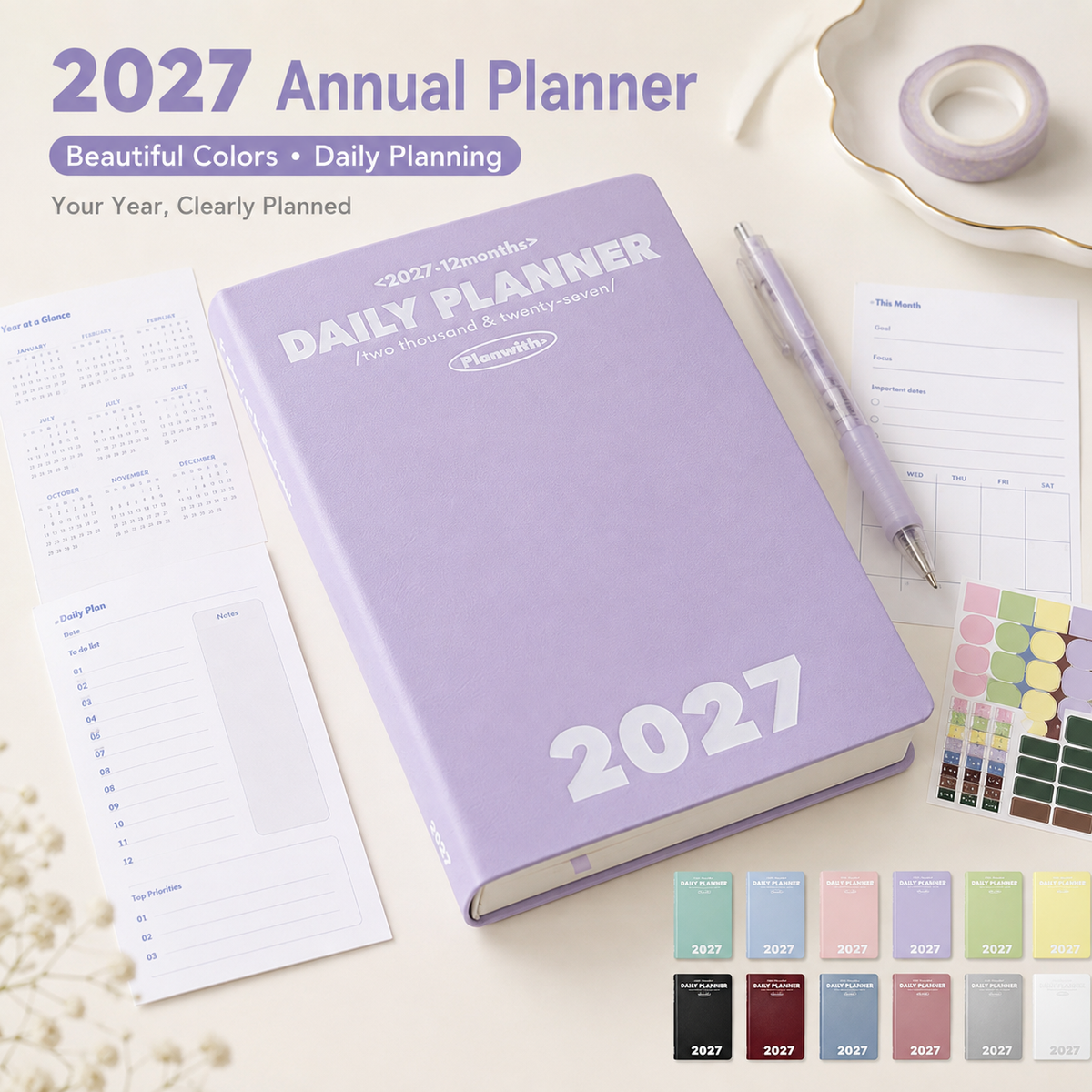 Planwith 2027 Daily Planner – Hourly or 2 Days per Page