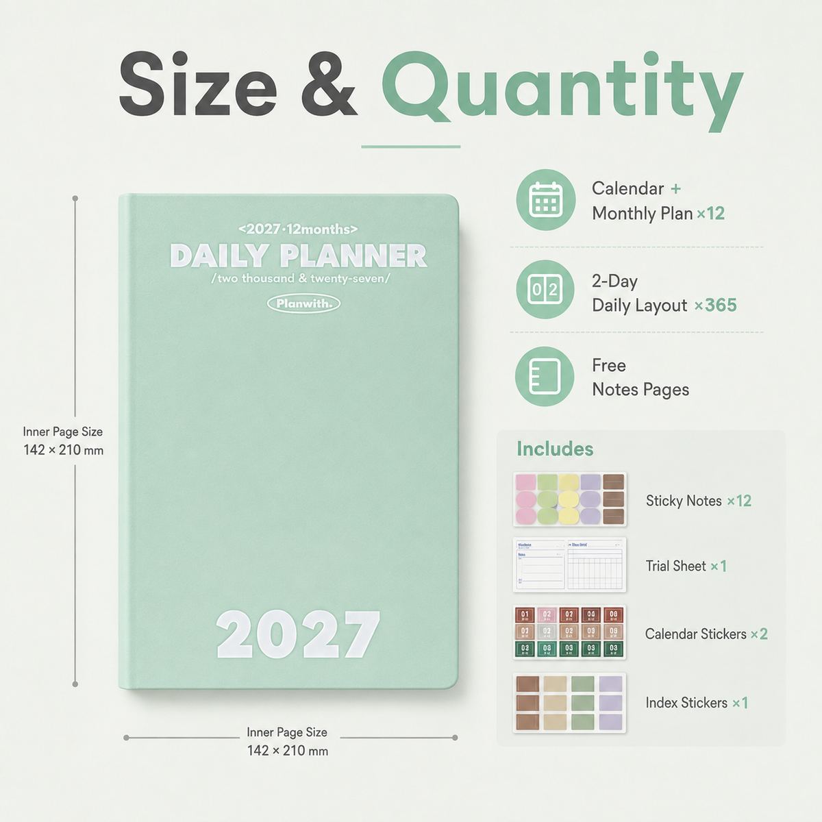 Planwith 2027 Daily Planner – Hourly or 2 Days per Page