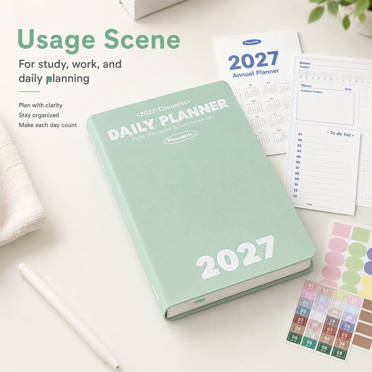 Planwith 2027 Daily Planner – Hourly or 2 Days per Page