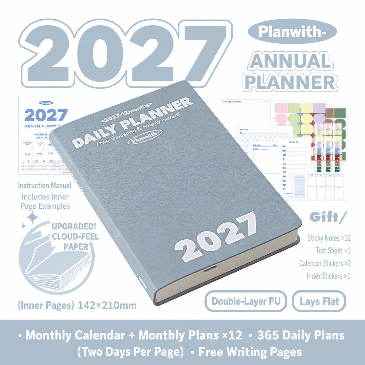 Planwith 2027 Daily Planner – Hourly or 2 Days per Page