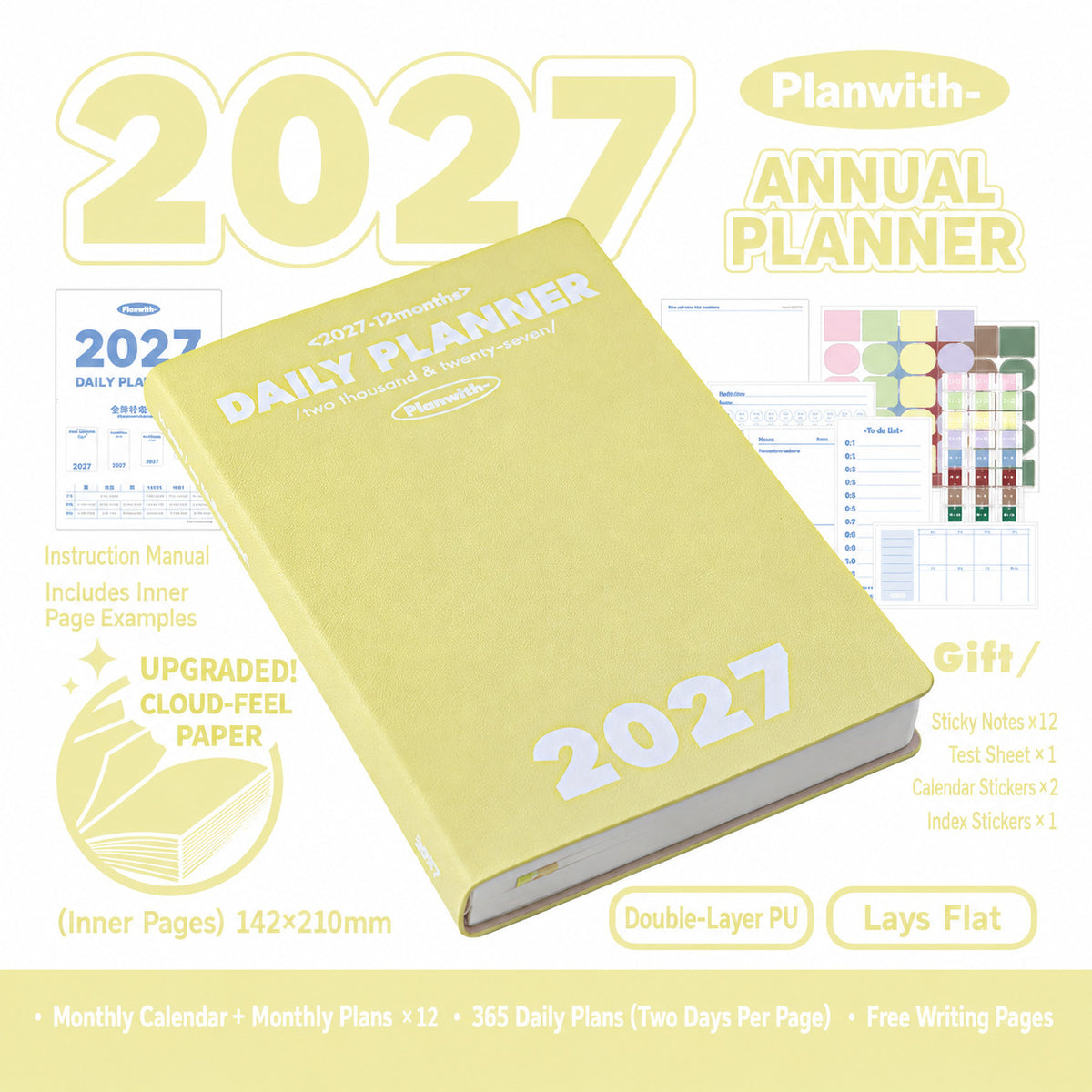 Planwith 2027 Daily Planner – Hourly or 2 Days per Page