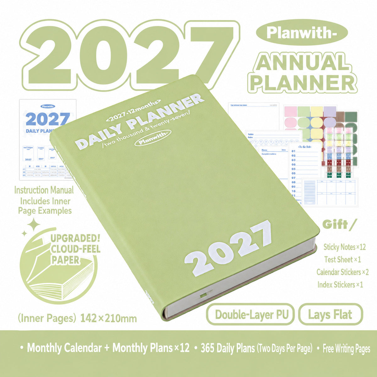 Planwith 2027 Daily Planner – Hourly or 2 Days per Page