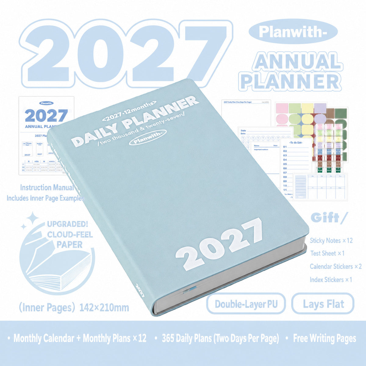 Planwith 2027 Daily Planner – Hourly or 2 Days per Page