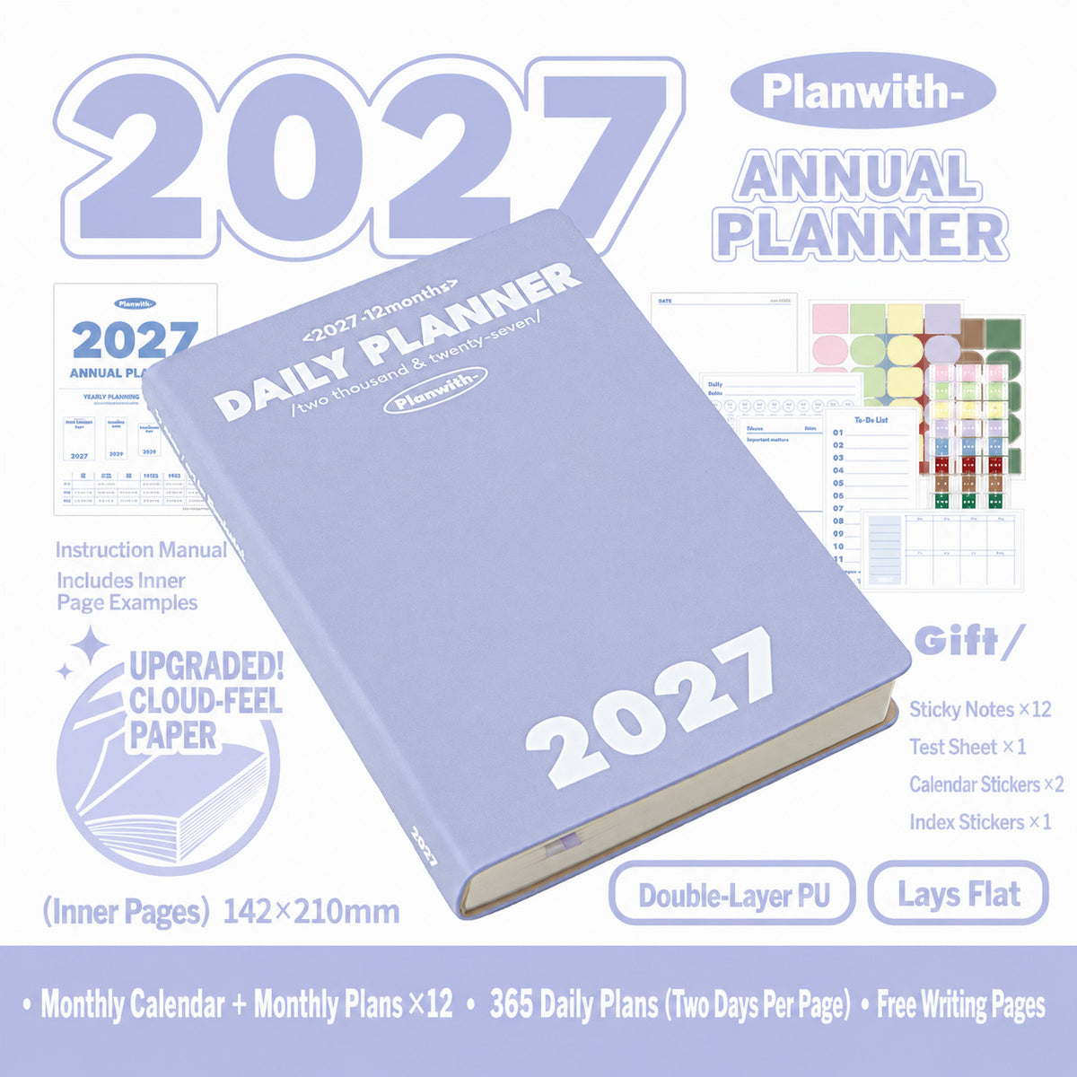 Planwith 2027 Daily Planner – Hourly or 2 Days per Page