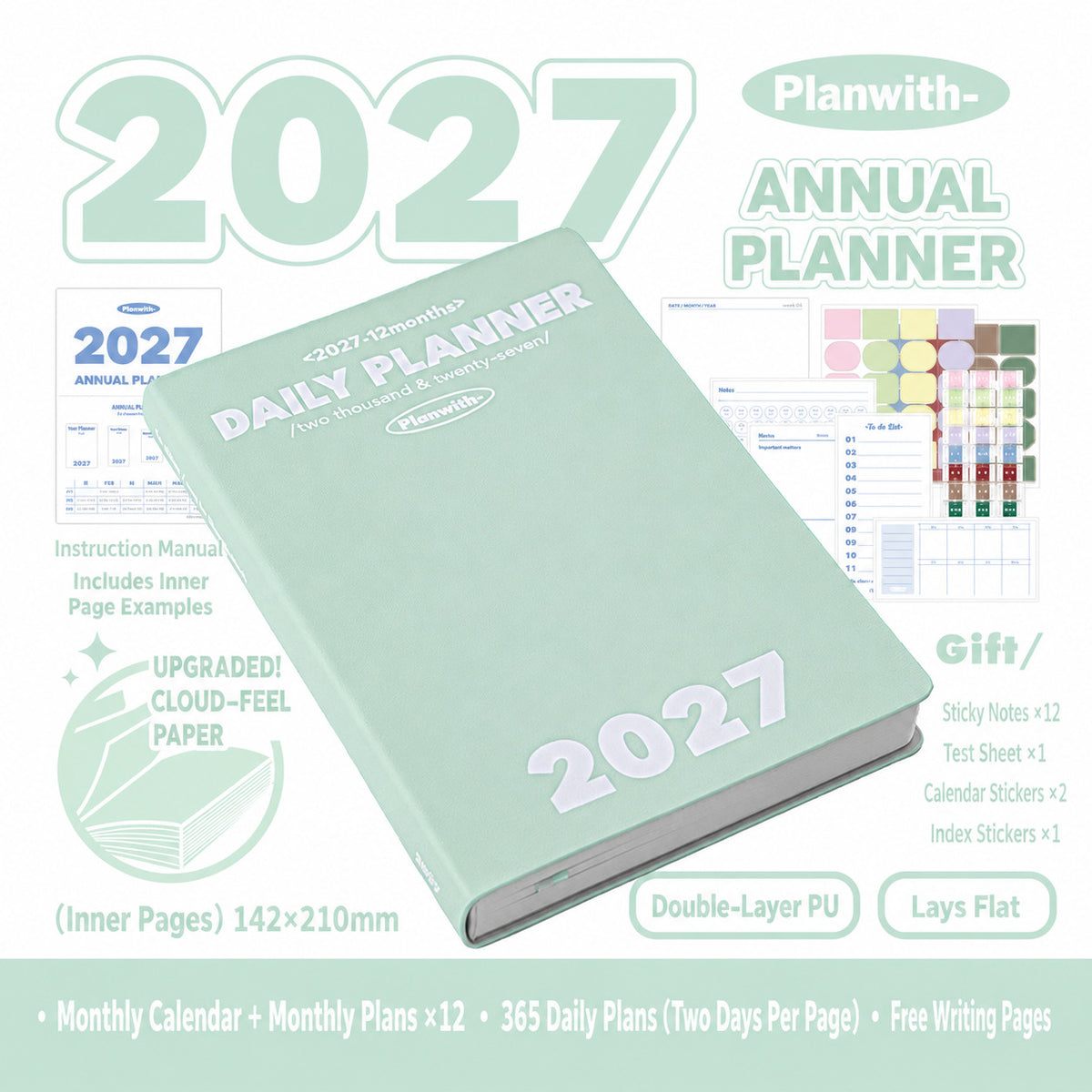 Planwith 2027 Daily Planner – Hourly or 2 Days per Page