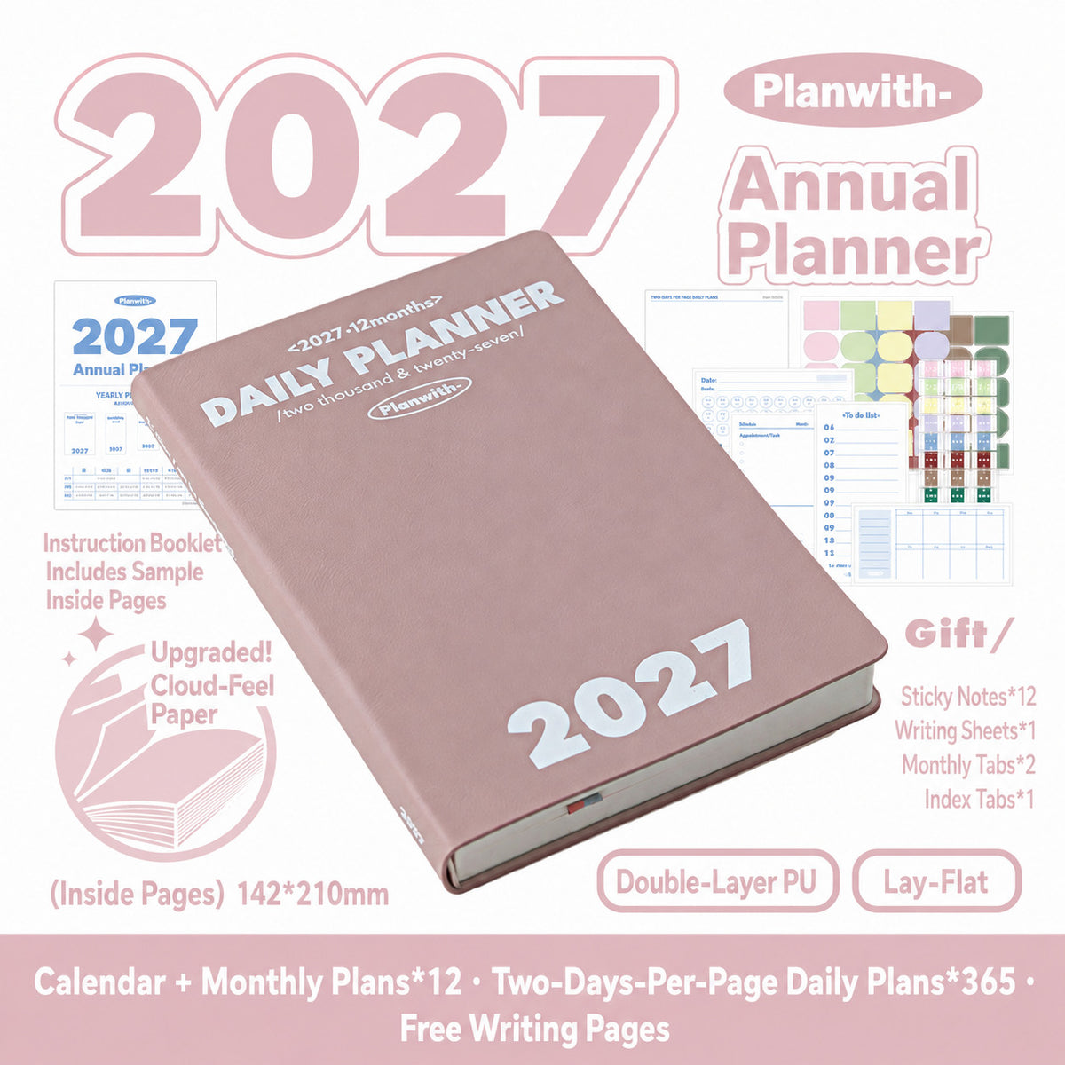 Planwith 2027 Daily Planner – Hourly or 2 Days per Page