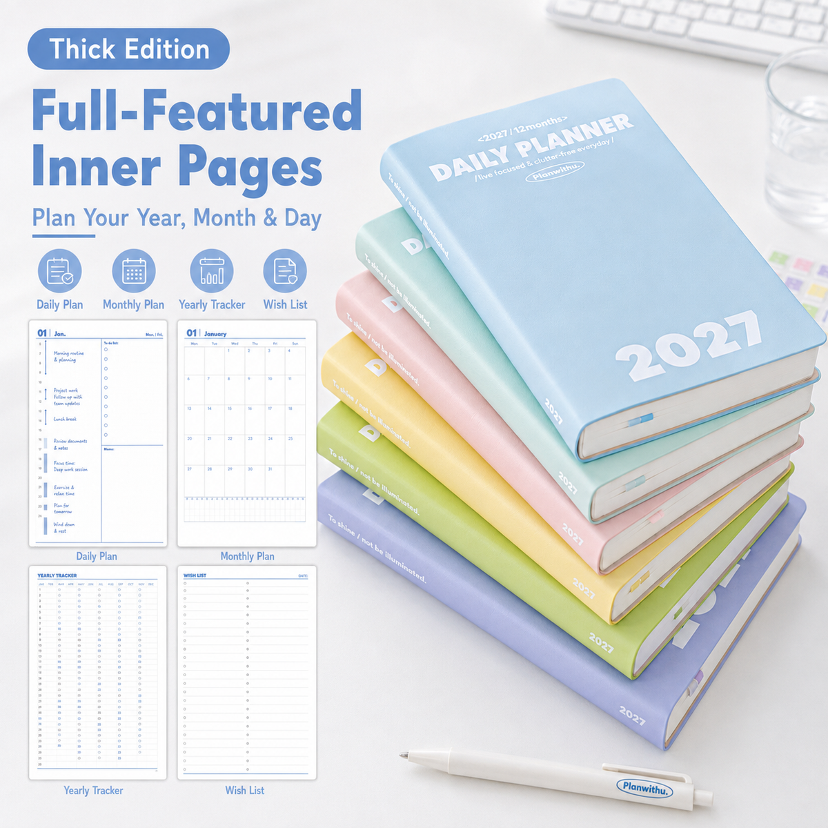 Planwith 2027 Daily Planner – Hourly or 2 Days per Page