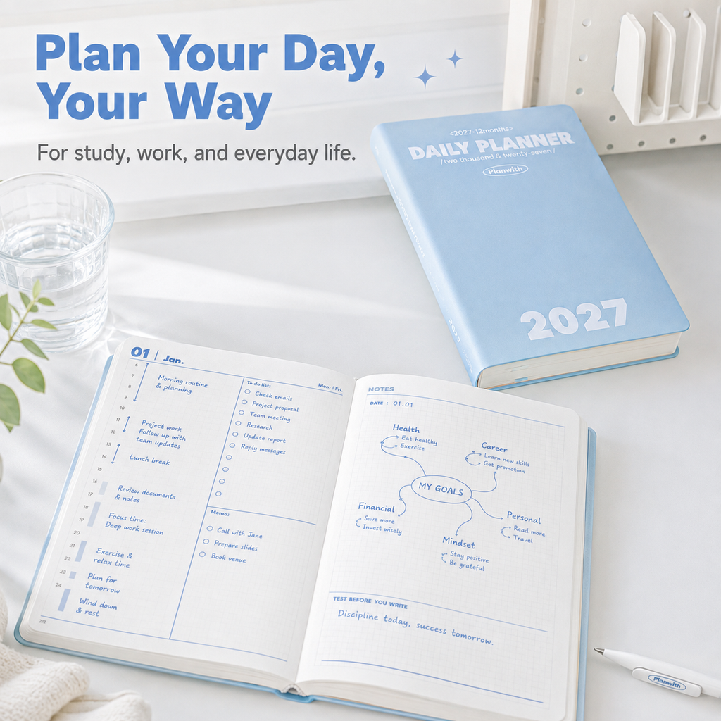 Planwith 2027 Daily Planner – Hourly or 2 Days per Page