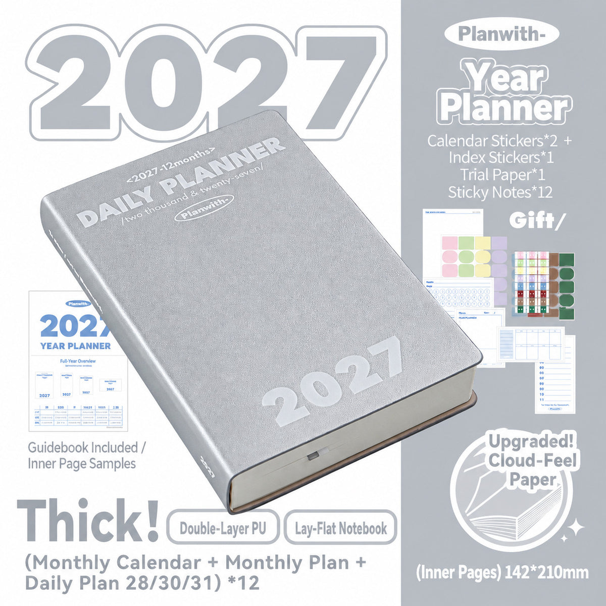 Planwith 2027 Daily Planner – Hourly or 2 Days per Page