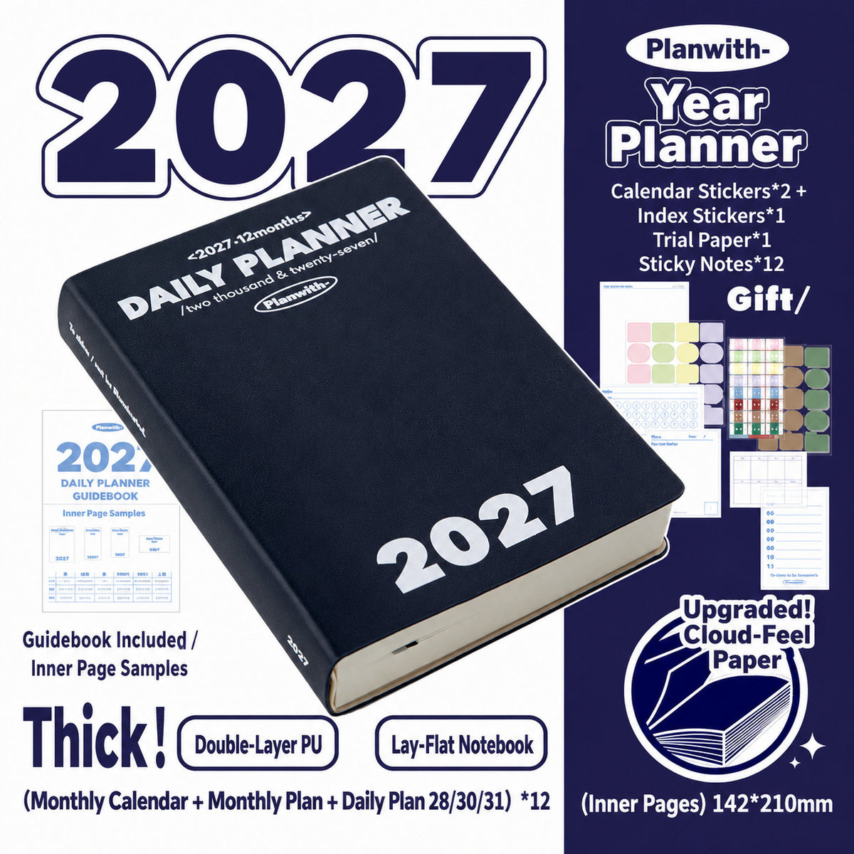 Planwith 2027 Daily Planner – Hourly or 2 Days per Page