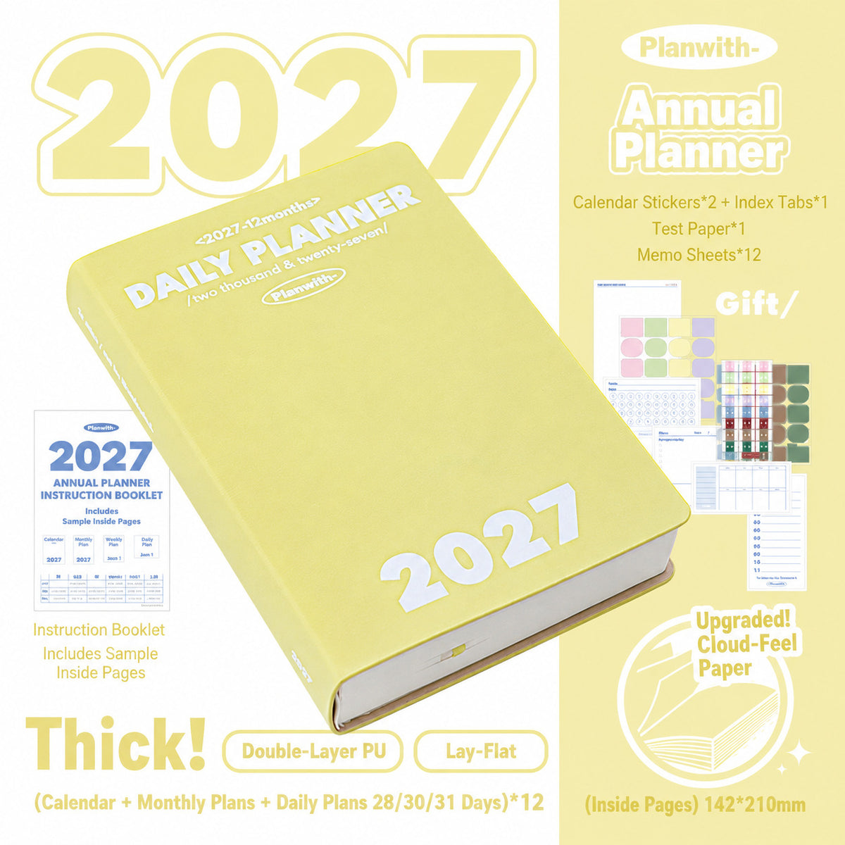 Planwith 2027 Daily Planner – Hourly or 2 Days per Page