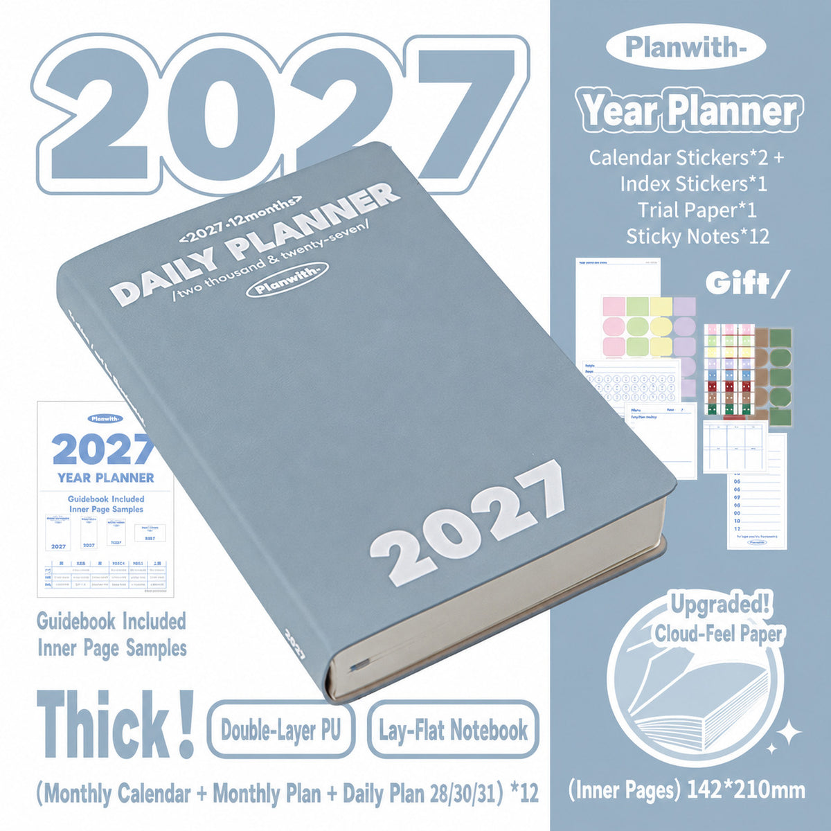 Planwith 2027 Daily Planner – Hourly or 2 Days per Page